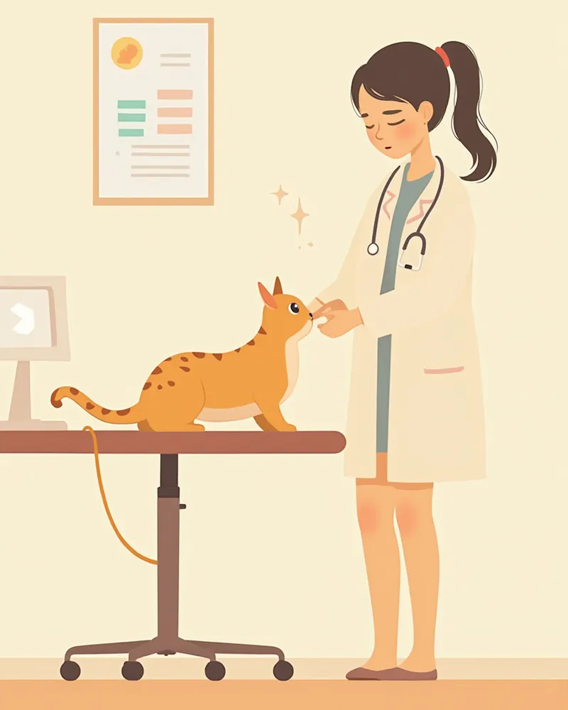 고양이 방광 초음파를 하는 수의사