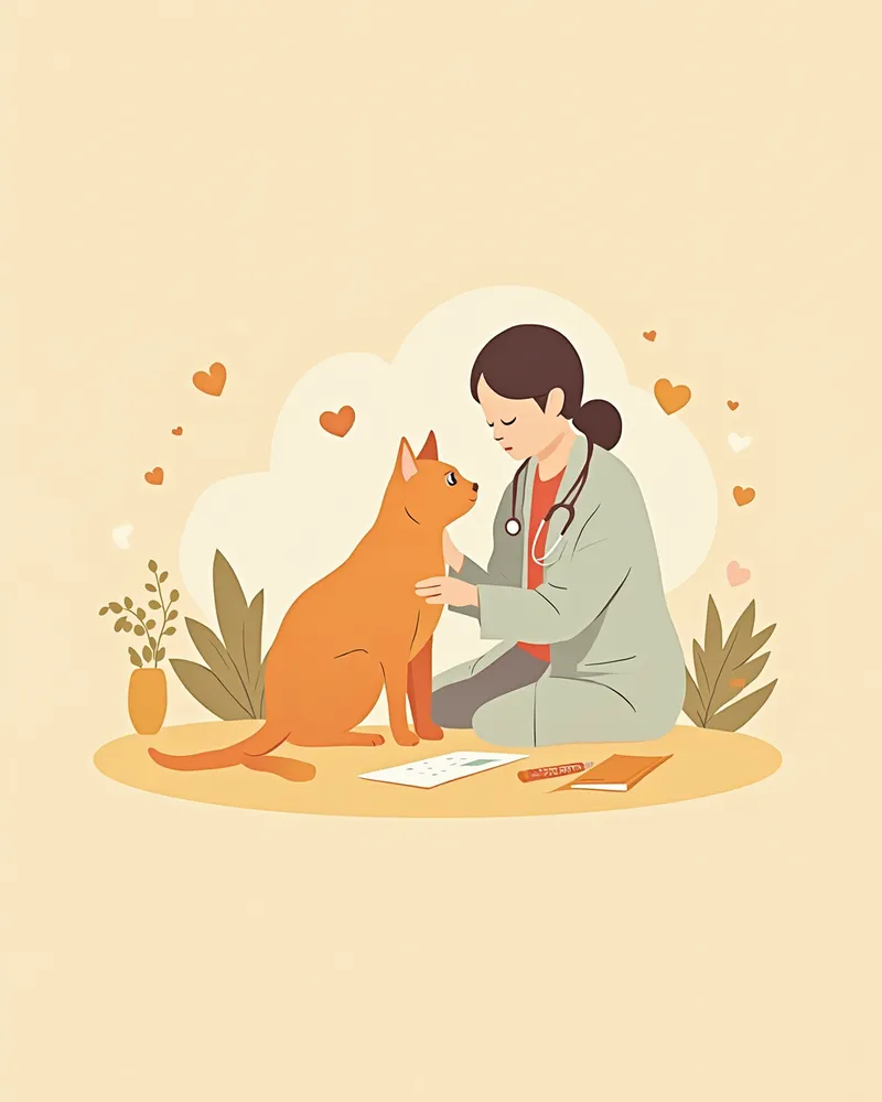 수의사에게 검사를 받고 있는 고양이