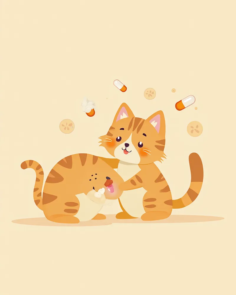 항바이러스 치료를 받고 있는 고양이