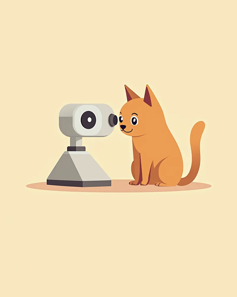 수의사가 슬릿 램프로 고양이 눈을 검사하는 모습