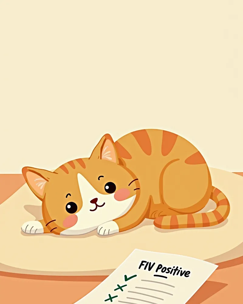 FIV 양성 판정을 받았지만 건강한 고양이가 편안한 침대에 누워 있는 모습