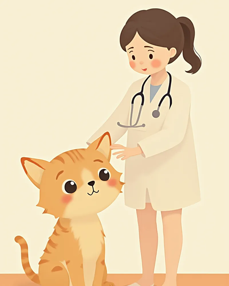 수의사가 고양이 벼룩 치료제를 처방하는 모습