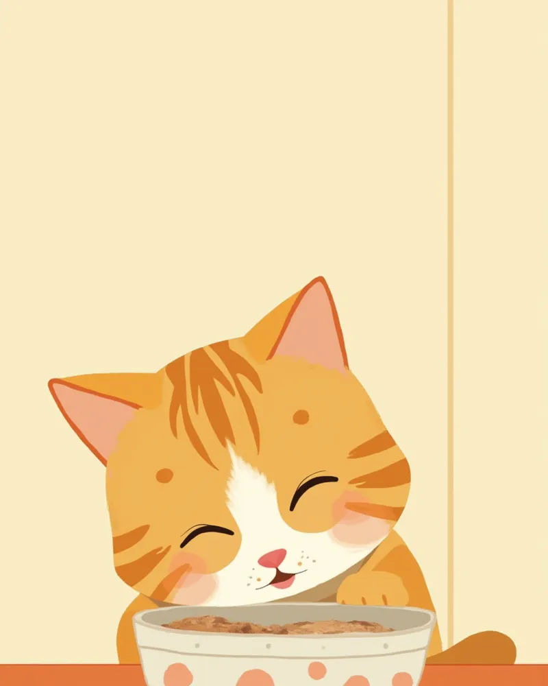 그릇 안의 사료 냄새를 맡고 있는 호기심 많은 고양이
