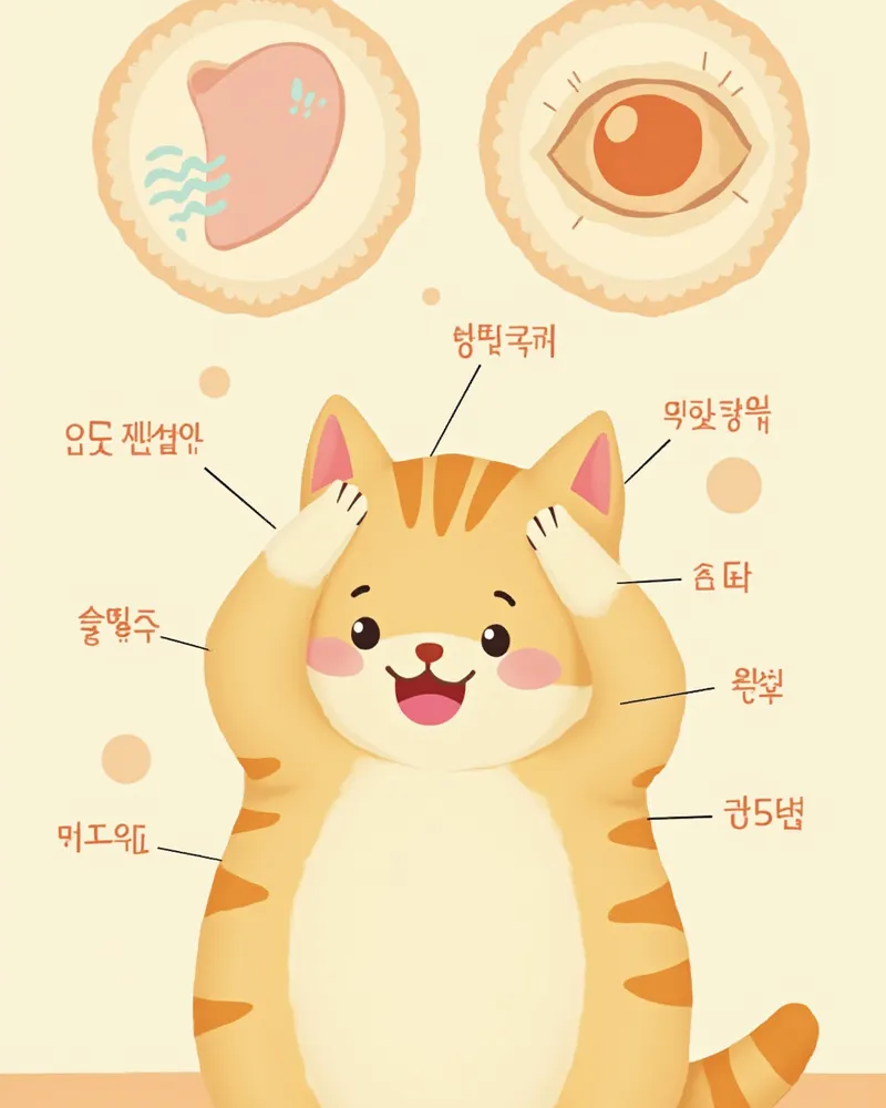고양이 식이 알러지 주요 증상 일러스트