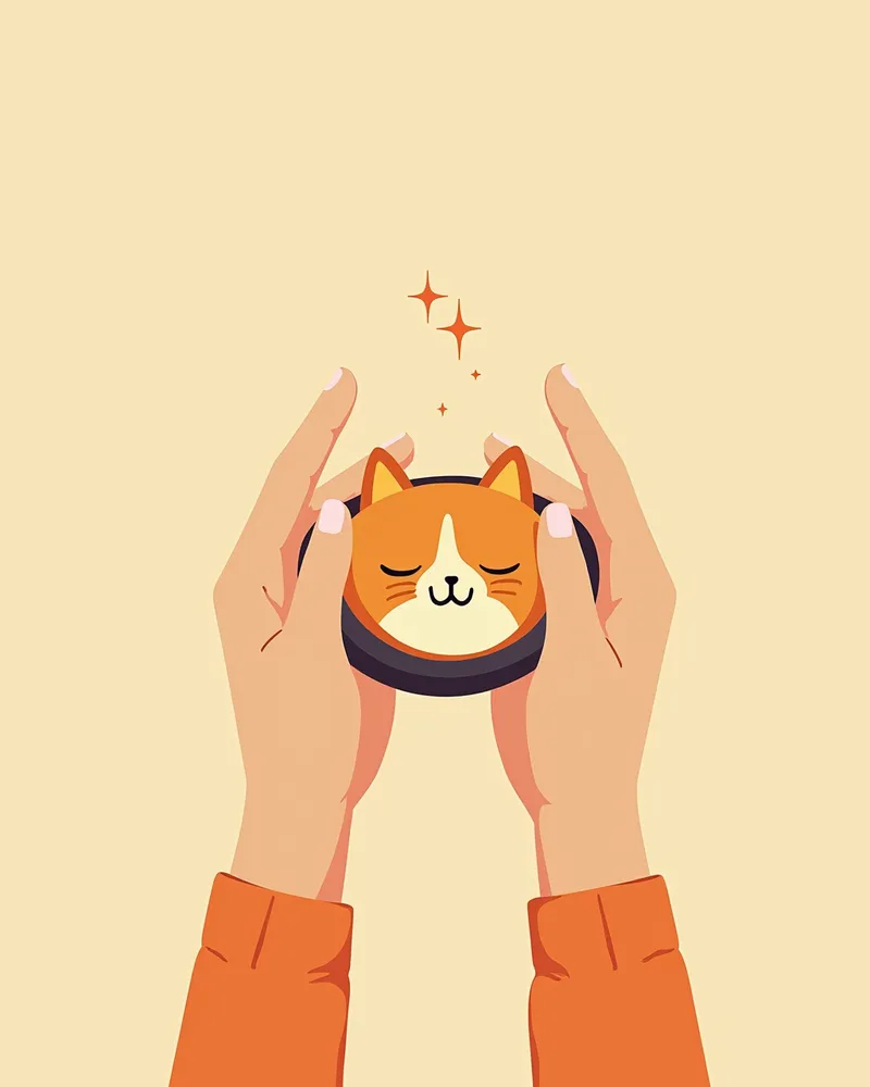 고양이 목줄을 손에 쥔 보호자의 손
