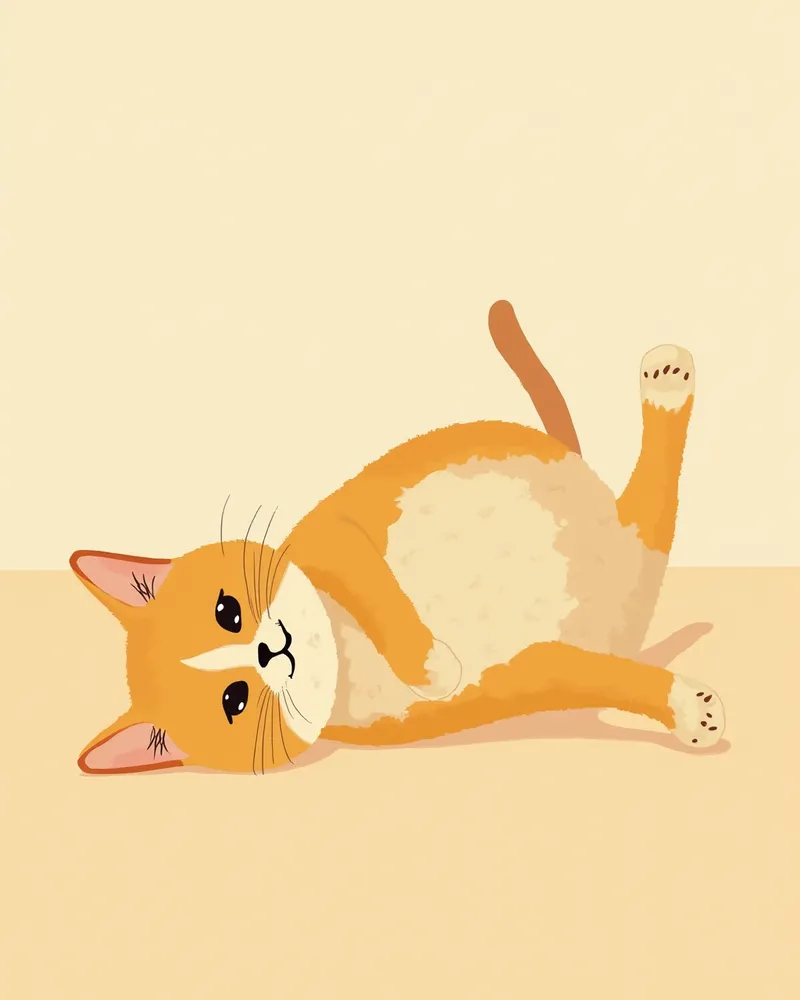 배를 보이며 누워 있는 고양이