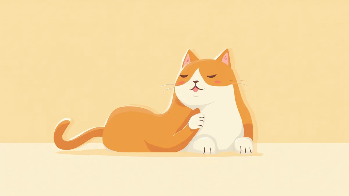 고양이가 스스로 그루밍하며 털을 핥고 있는 모습