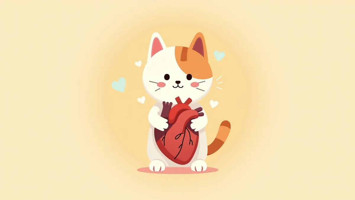 비대성 심근병증을 가진 고양이 심장의 해부도, 두꺼워진 심장 근육 강조
