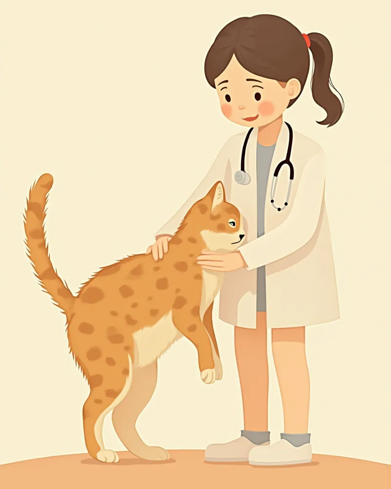 고양이 복부를 진찰하는 수의사