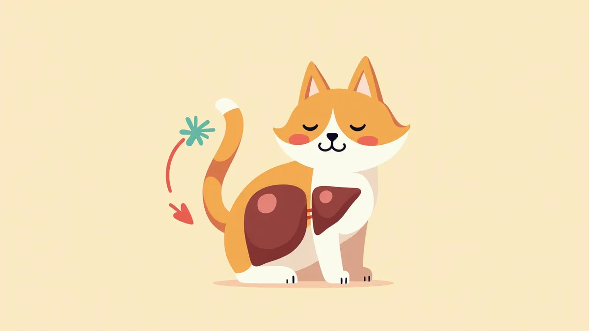 고양이 간과 뇌 사이의 독소 흐름을 보여주는 해부학적 그림