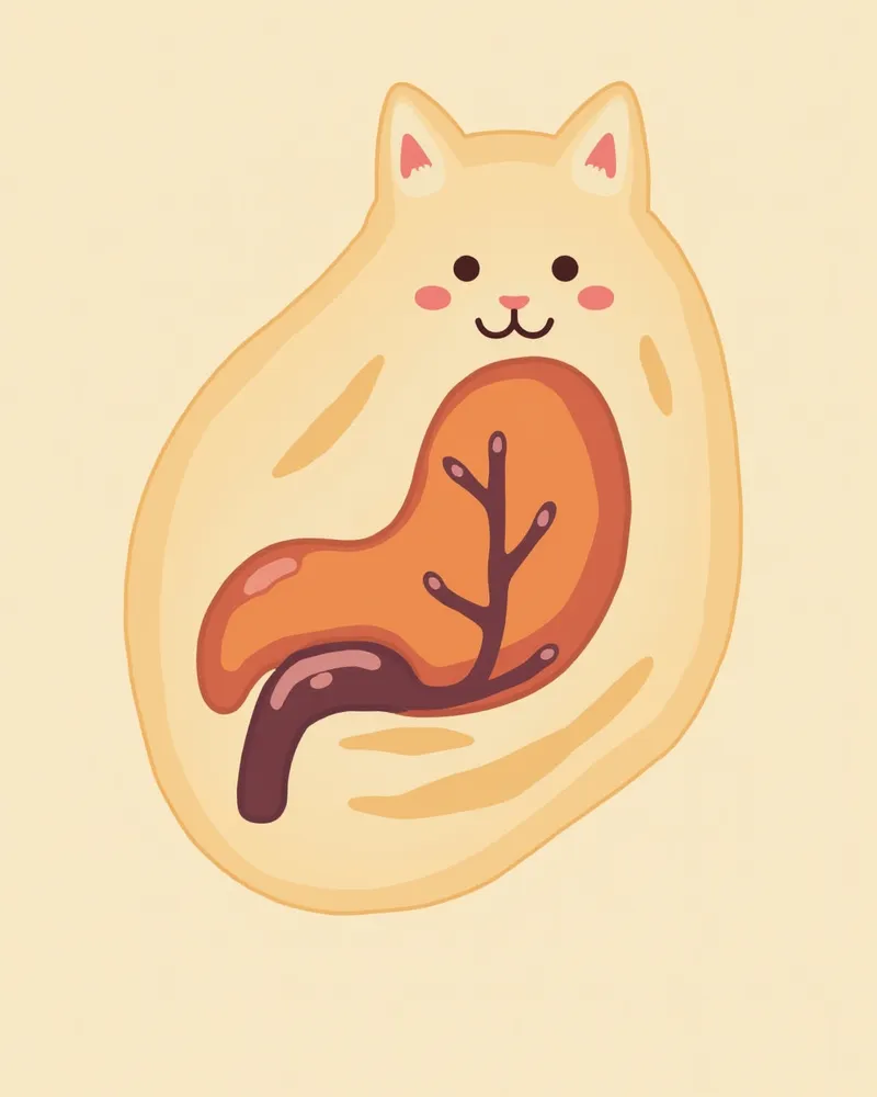 고양이의 간문맥이 비정상적으로 분기하는 해부학적 이미지