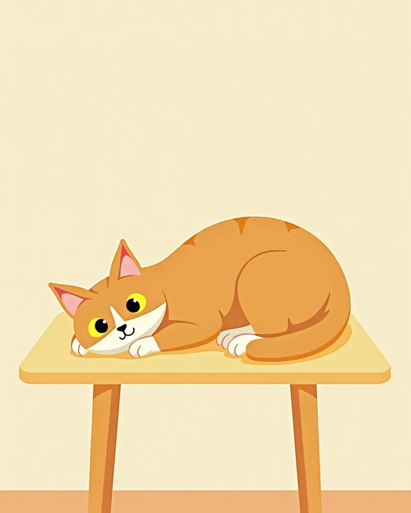 노란 눈동자와 창백한 입술을 가진 고양이, 수의사 진료대에 누워 있는 모습