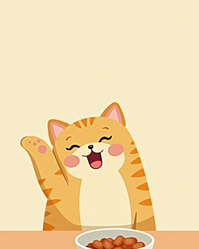 고양이가 간 건강에 좋은 사료를 먹는 모습, 물이 옆에 있음