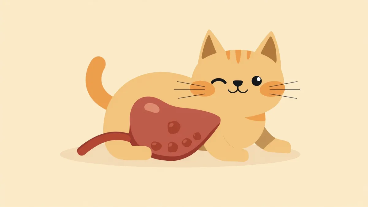 고양이 간의 병변을 강조한 의학적 일러스트