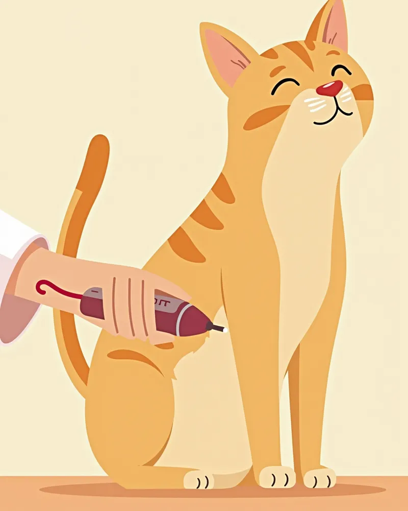 초음파 프로브를 고양이 복부에 대는 모습