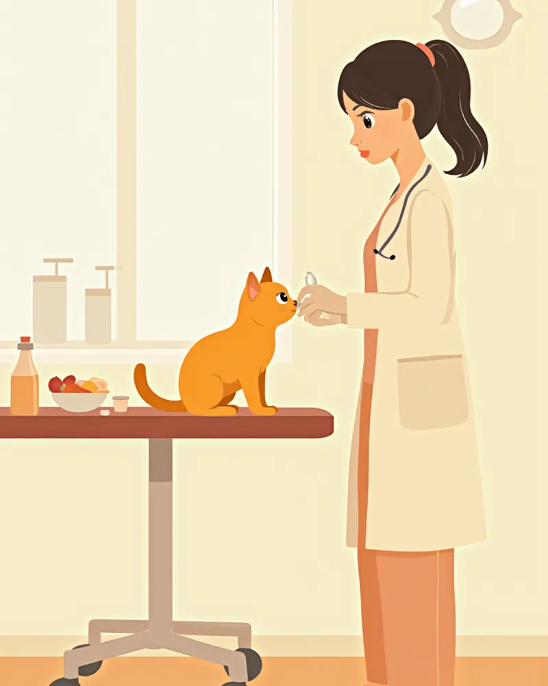 수의사가 고양이 황달 여부를 확인하는 모습