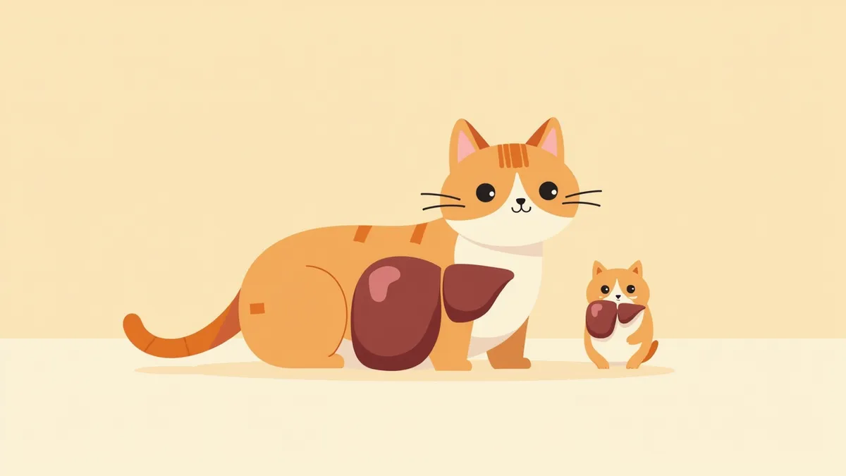 고양이 간의 정상과 비대 상태 비교 일러스트