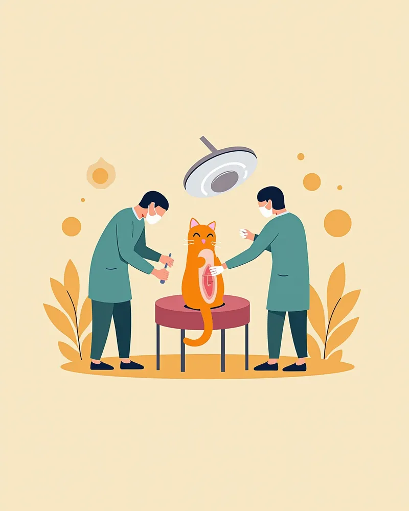고양이 자궁 난소 절제술 수술 장면