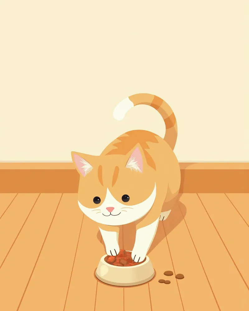 푸드 퍼즐에서 간식을 꺼내는 고양이