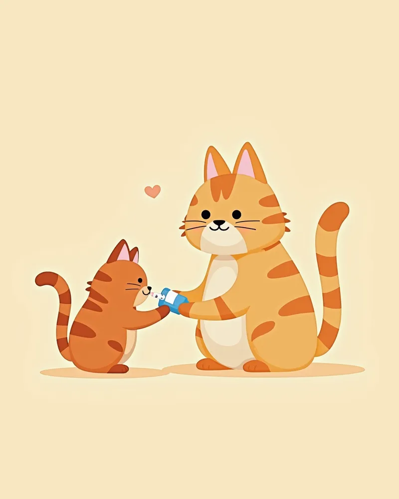 고양이 알도스테론증 치료를 위한 약물 투여 장면