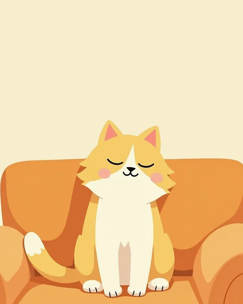 불안한 표정으로 앉아 있는 고양이, 목 부위가 약간 부어 있는 모습