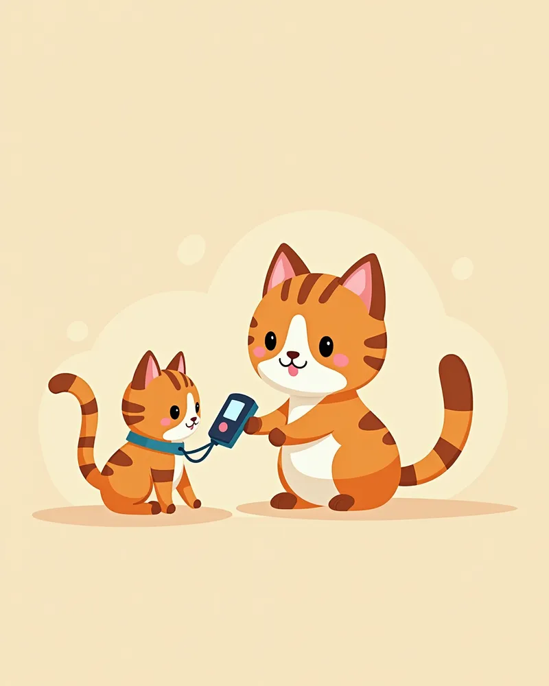고양이 혈당 측정 중인 수의사