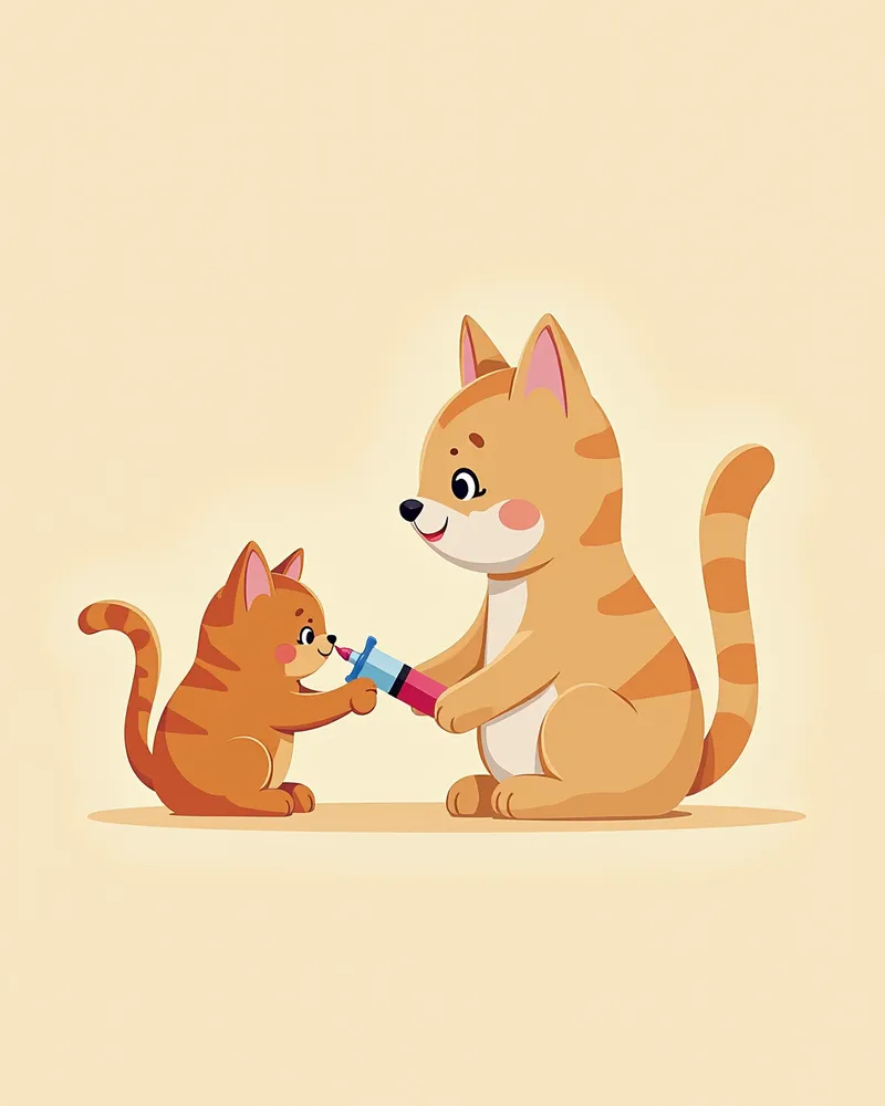 고양이 혈액 채취 중인 수의사 보조원