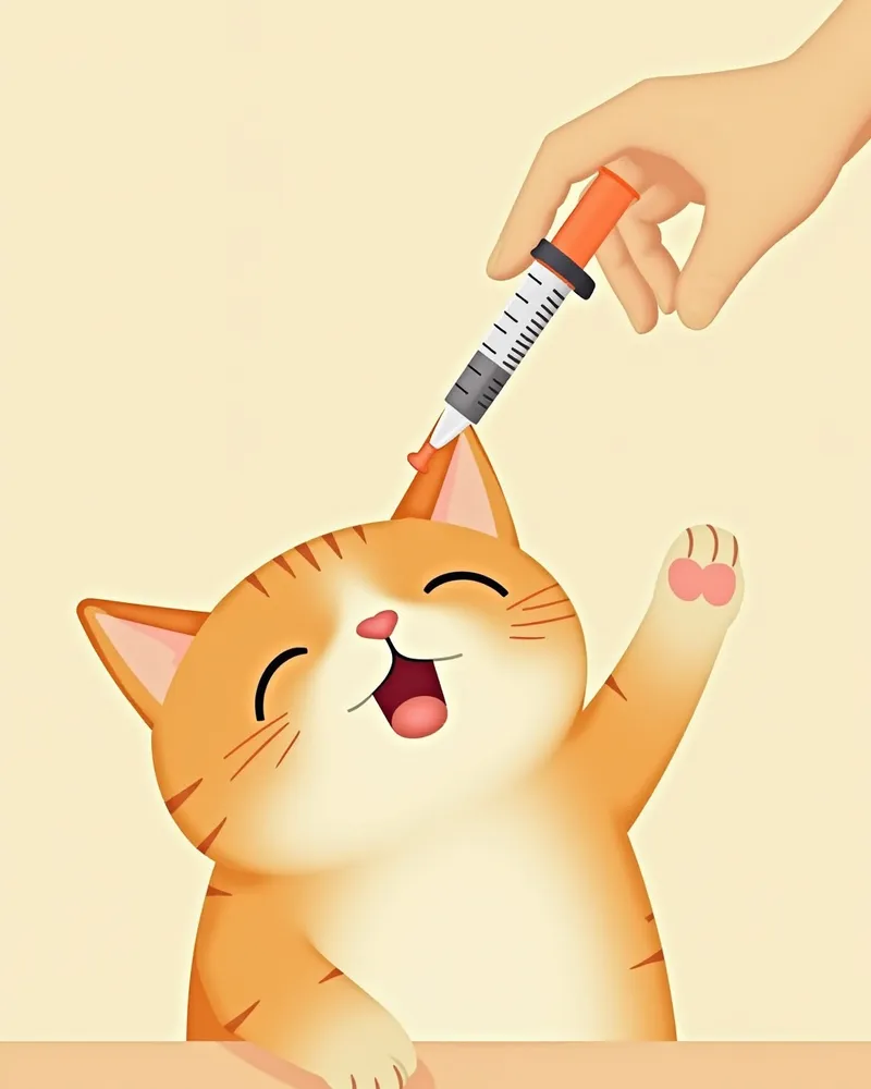 고양이 칼슘 보충제 복용 이미지