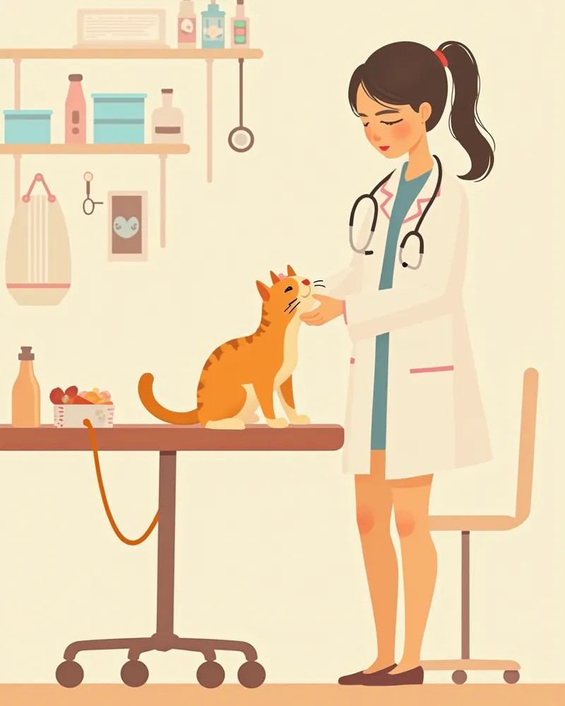 동물병원에서 검진받는 고양이