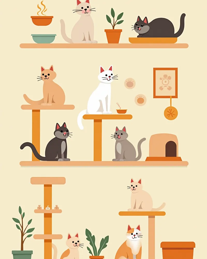고양이 수에 맞게 자원을 분리 배치한 반려묘 생활 환경