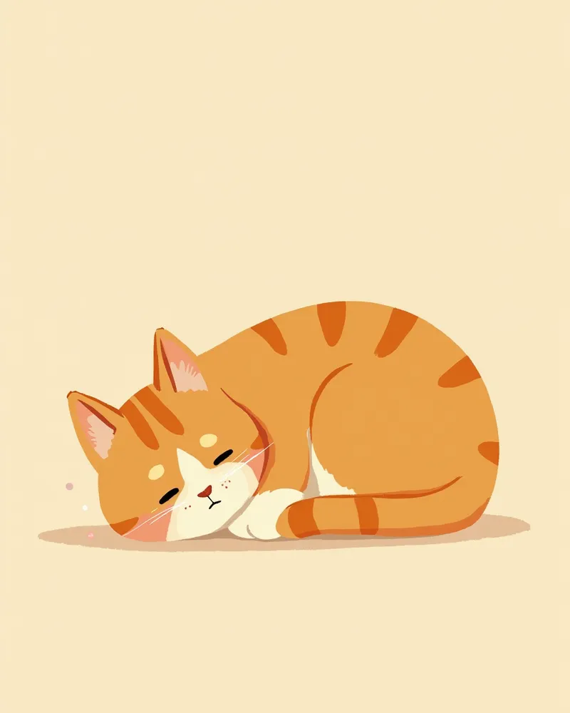 무기력하게 웅크리고 있는 아픈 고양이