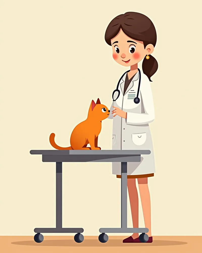 동물병원에서 진찰을 받는 고양이