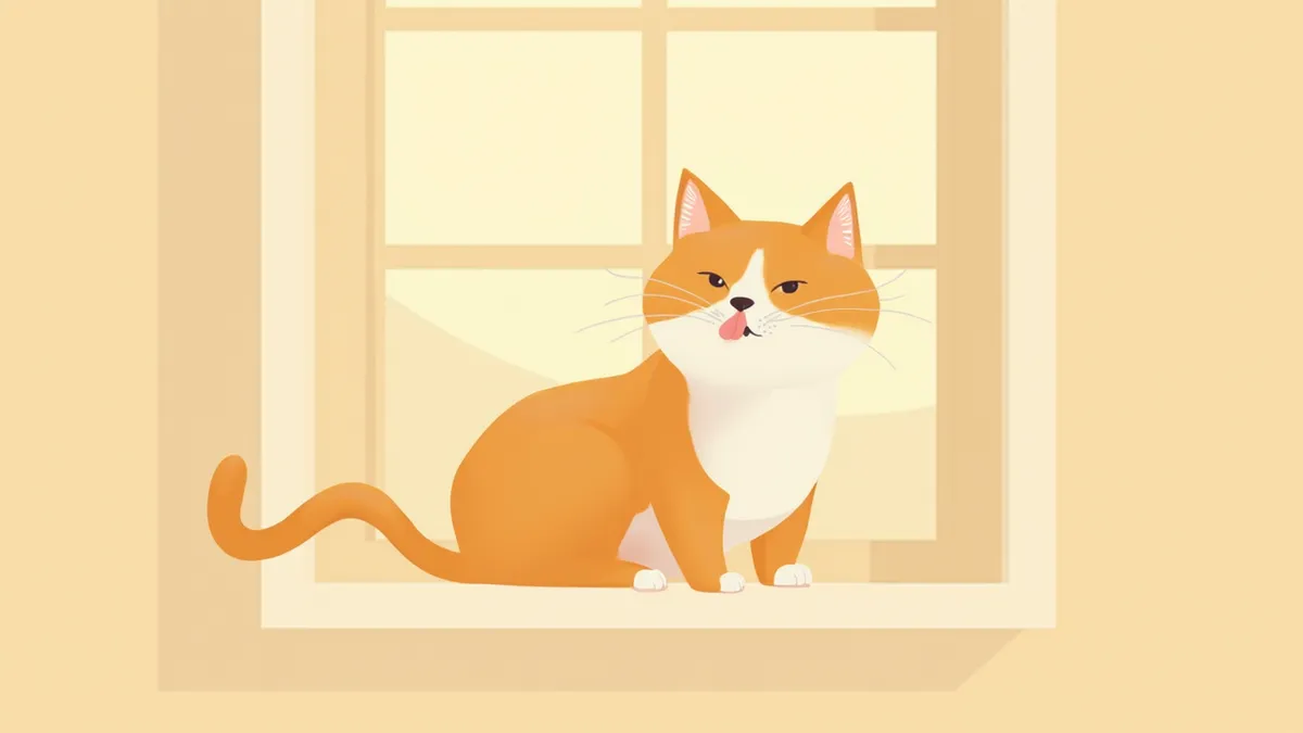 허벅지 안쪽을 핥고 있는 태비 고양이