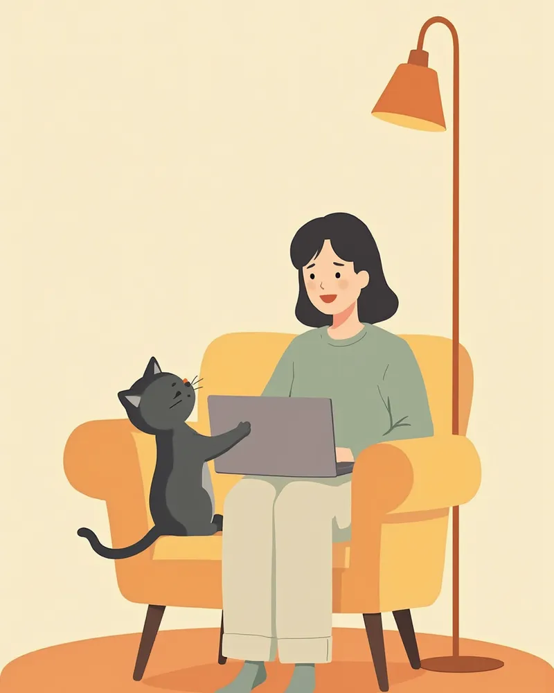 보호자 노트북에 앞발을 올리며 관심을 요구하는 고양이