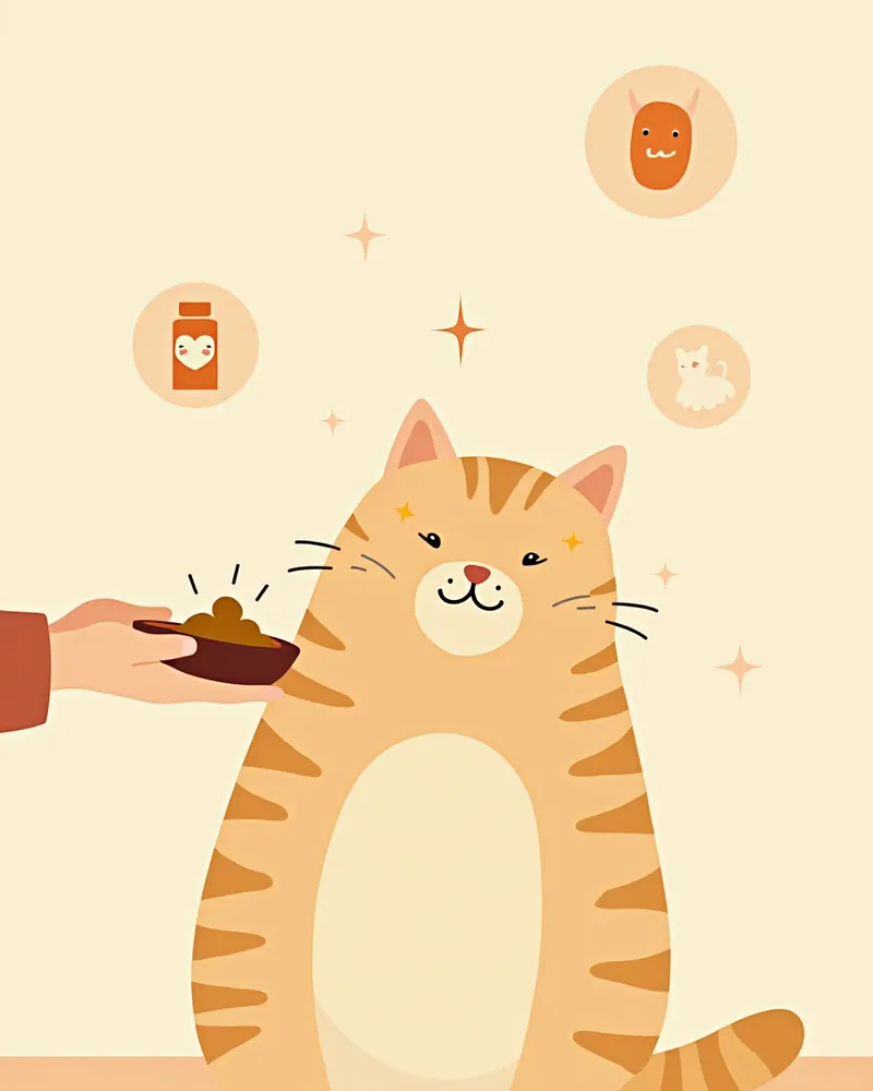 신장 처방식을 급여받는 고양이 일러스트