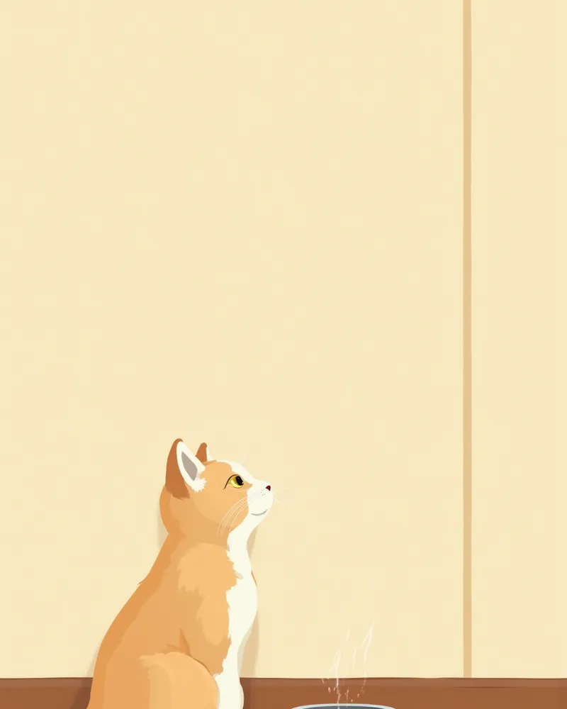 스테인리스 물그릇 옆에 앉아 있는 고양이
