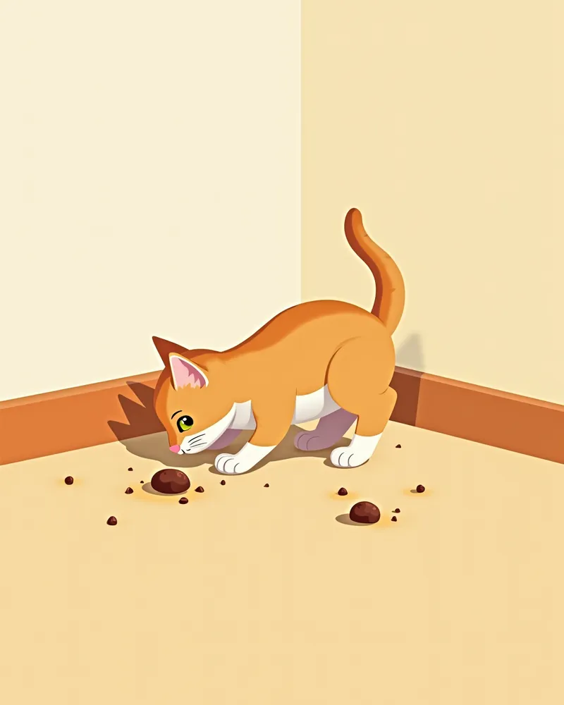 고양이 새끼가 더러운 바닥을 맡고 있는 사진