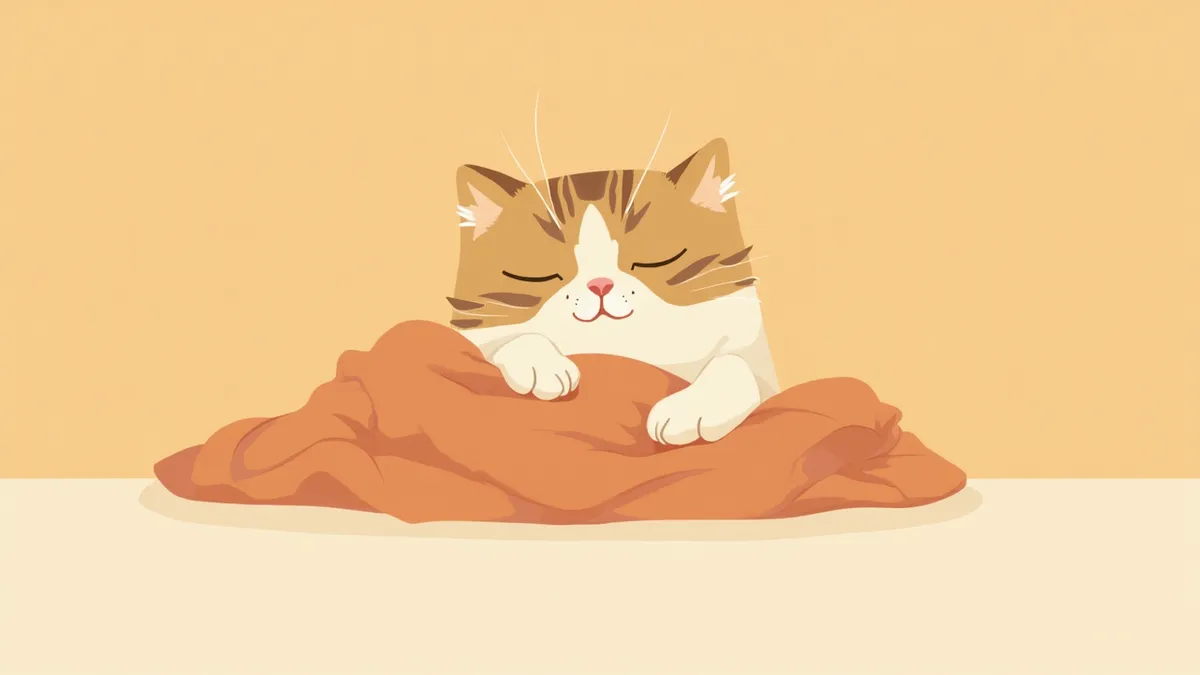 담요를 꾹꾹 누르는 고양이 앞발 클로즈업