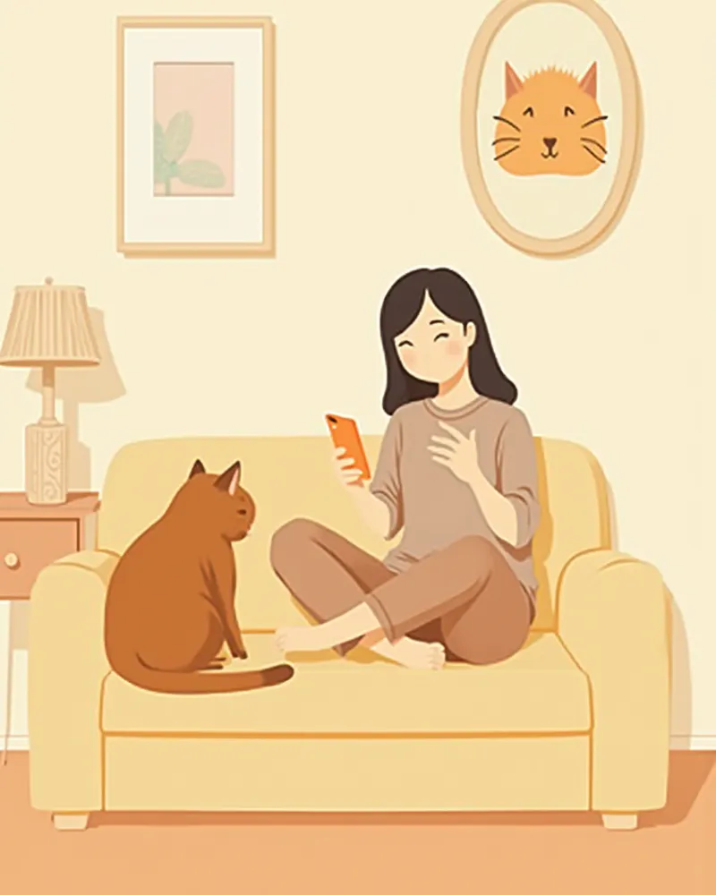 무기력한 고양이 상태를 스마트폰으로 기록하는 보호자