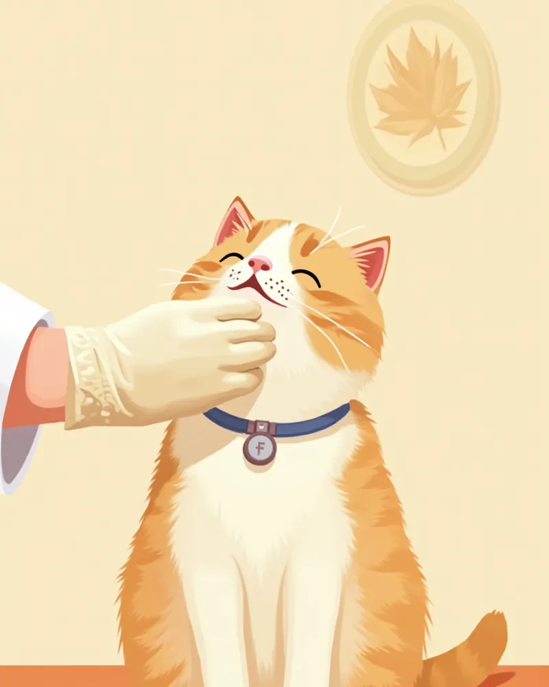 수의사가 고양이 잇몸 색을 확인해 빈혈 여부를 점검하는 모습