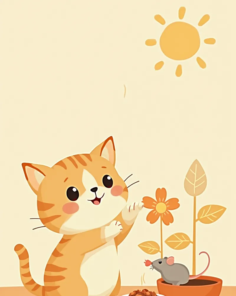 건강 관리를 받고 있는 행복한 고양이 일러스트