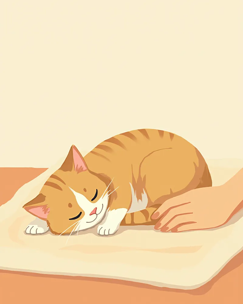 보호자의 손길을 받는 시니어 고양이