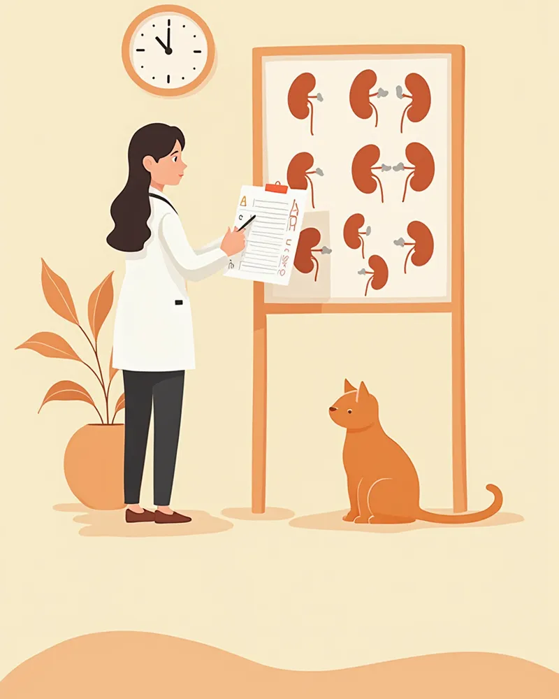 고양이 신장 혈액 검사 결과를 보는 수의사