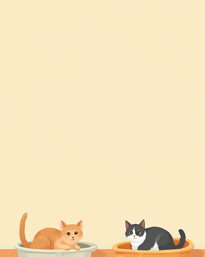 집 안 서로 다른 공간에 놓인 두 개의 고양이 화장실