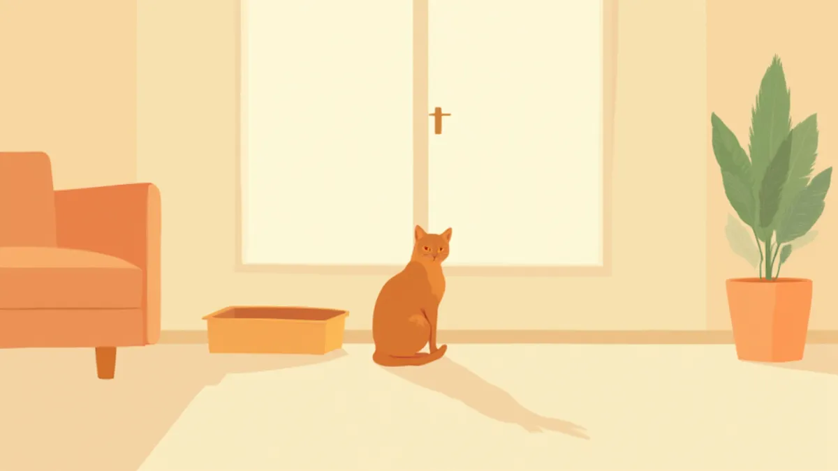 화장실 옆에 앉아 있는 고양이