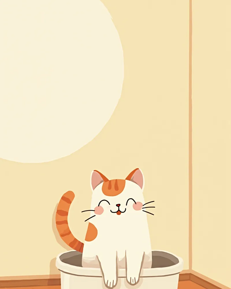 깨끗한 오픈형 화장실에 들어가는 고양이