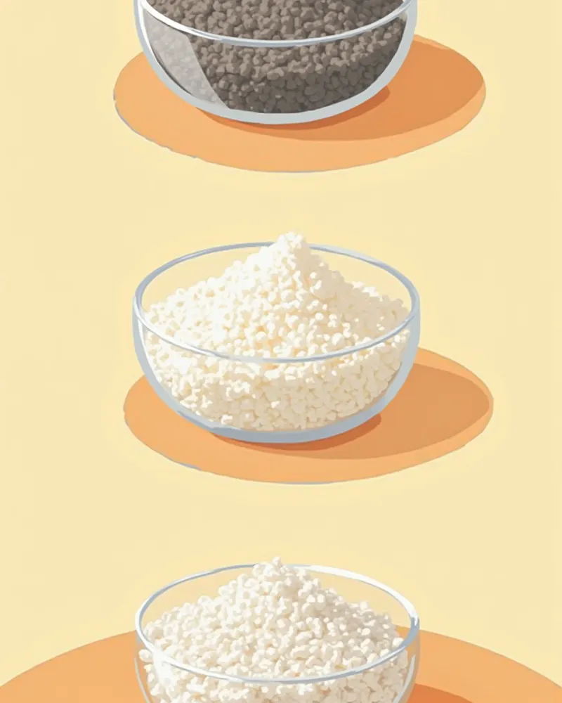 벤토나이트 두부 크리스탈 모래 클로즈업 비교