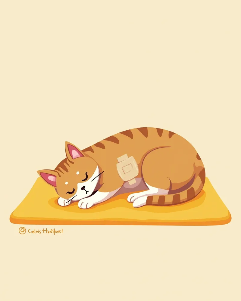 생검 후 회복 중인 고양이