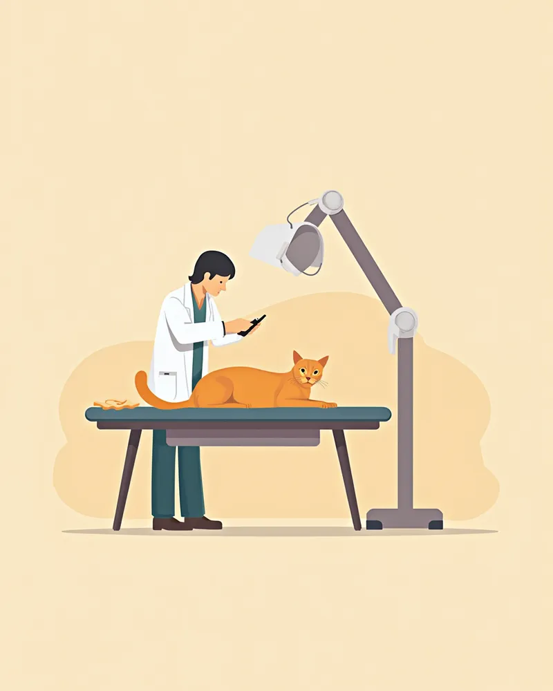 고양이 복부 초음파 검사 장면