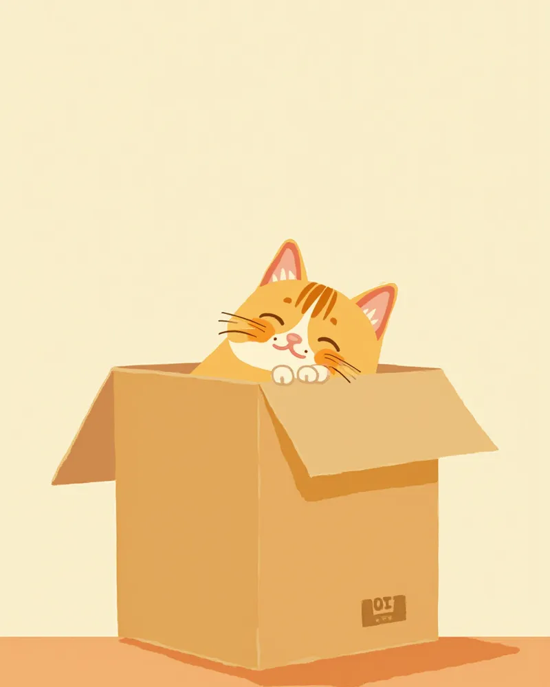 박스 가장자리에 볼을 비비는 고양이